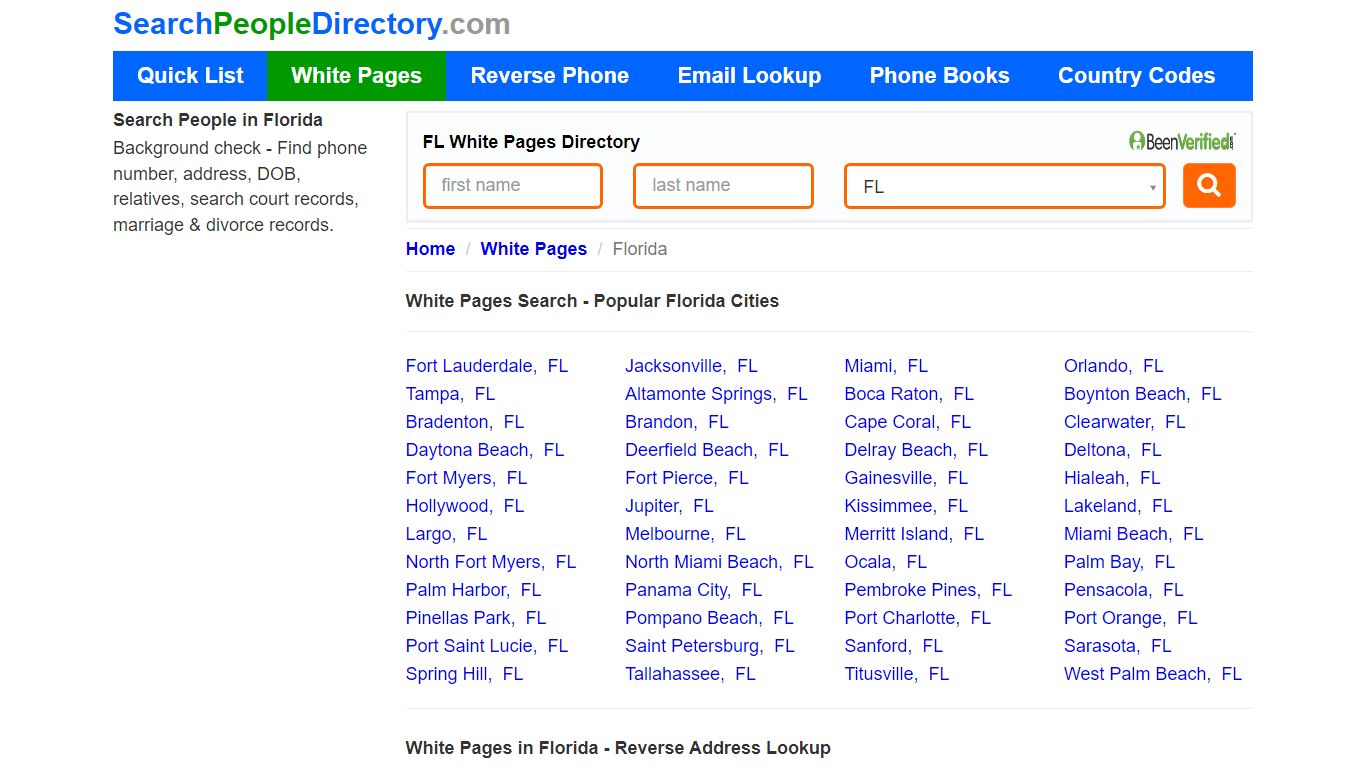 White Pages in Florida, Find a Person, Local Directory
